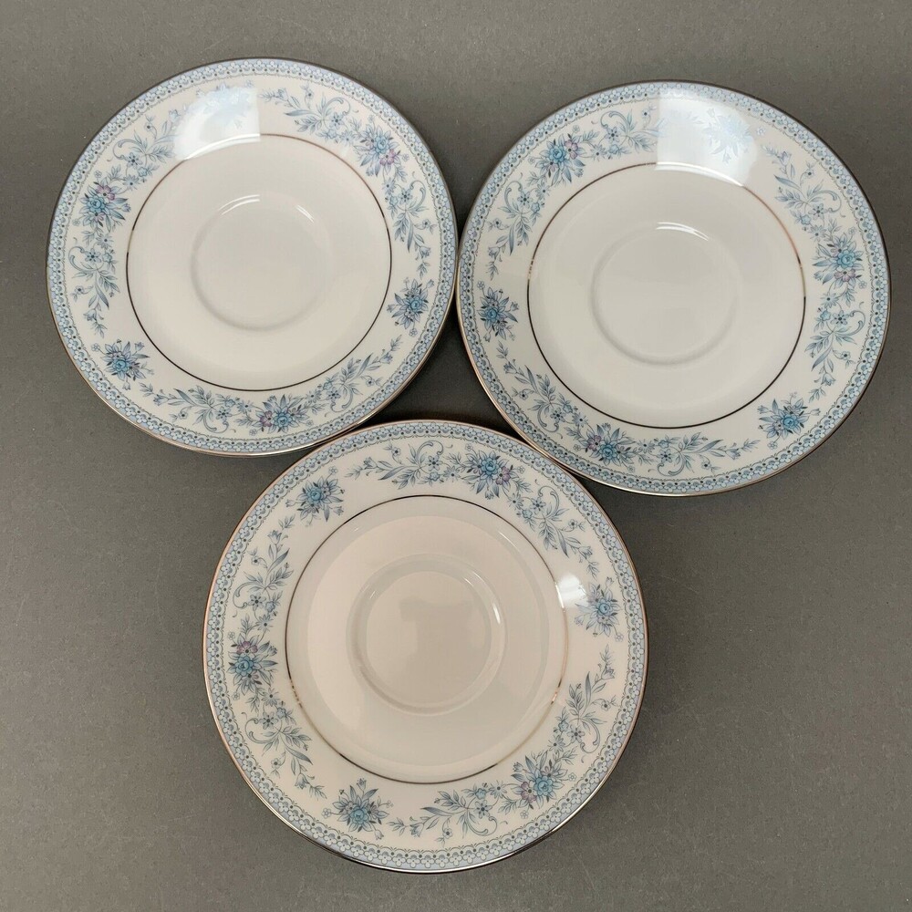 Noritake Blue Hill‎ 2482 Saucers Plates Blue White Platinum Trim Lot of 3